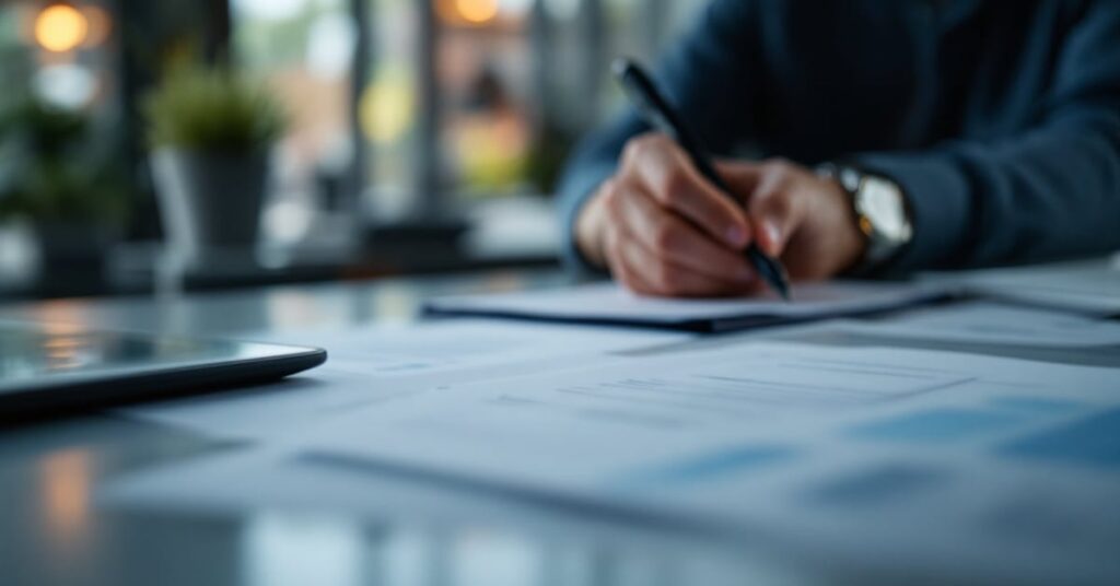 Attestation d'assurance décennale posée sur un bureau, document officiel pour les professionnels du bâtiment