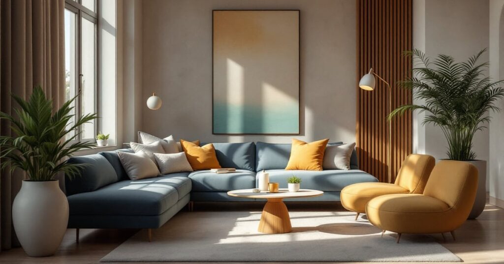 Rideau bambou naturel dans un intérieur moderne, décoration élégante et éco-responsable